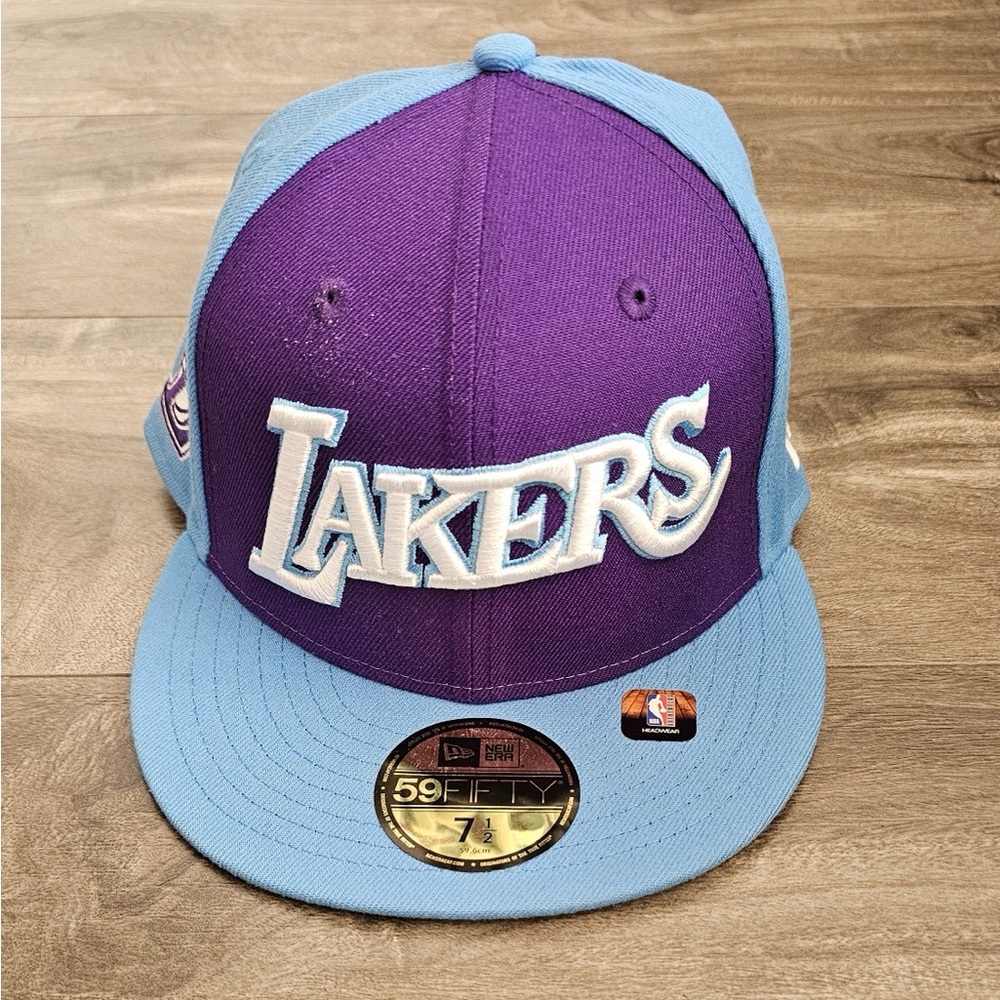 New Era Mens 21-22 City Ed Los Angeles Lakers Purple 59Fifty 7 1/2 Fitted Hat